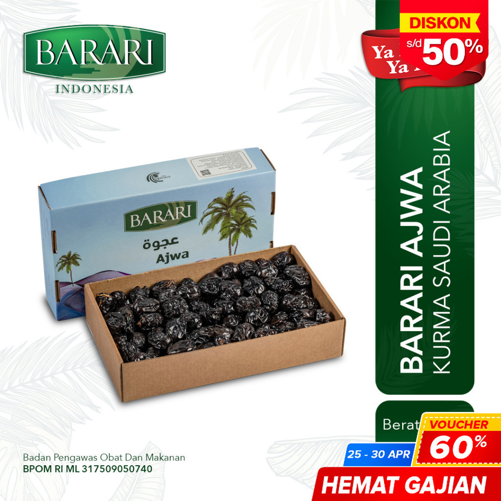 

BARARI Ajwa Kurma Arab 1 Kg Premium Dates High Quality Tekstur Lembut