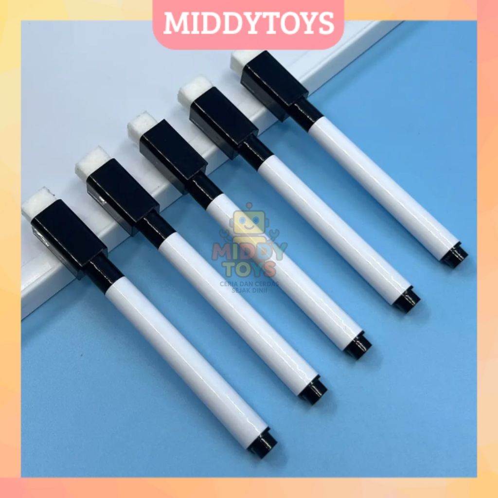 

MIDDYTOYS - SPIDOL HITAM 8 PCS DENGAN PENGHAPUS/ SPIDOL ANAK/WIPE AND CLEAN