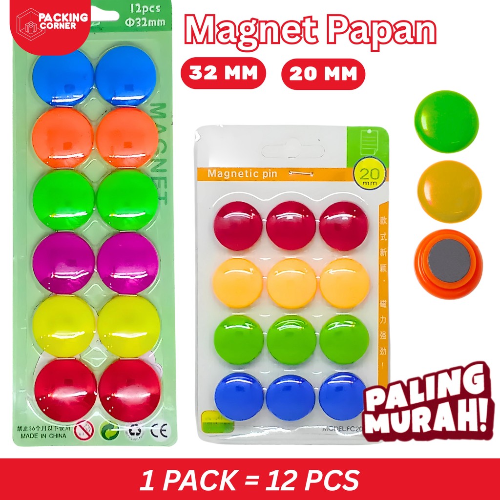 

12PCS Magnet Papan Tulis 32MM 20MM Magnetic Besar Kecil Magnet Bulat Papan Whiteboard 1 PACK