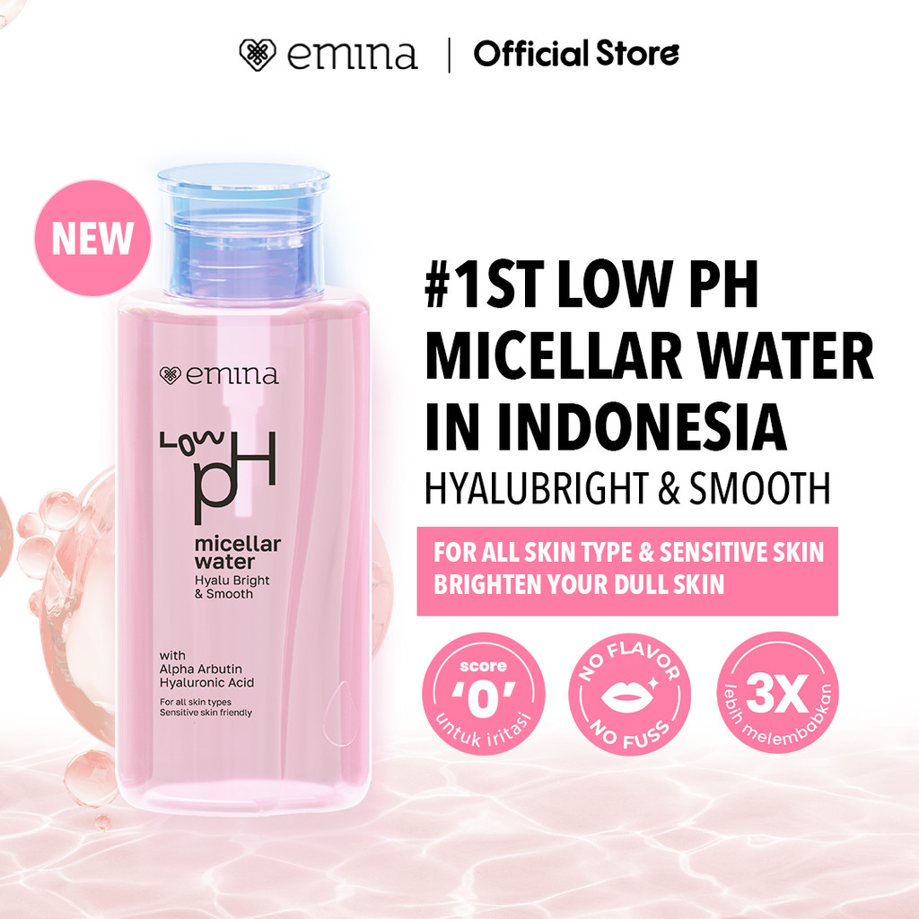 NEW Emina Low pH Micellar Water Series - Hyalubright & Made-Calm Purify Micellar Water 300 ml - Cela