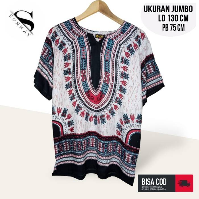 BAJU KAOS DASHIKI JUMBO  KAOS BALI JUMBO KAOS SANTAI JUMBO LD 130 Merah