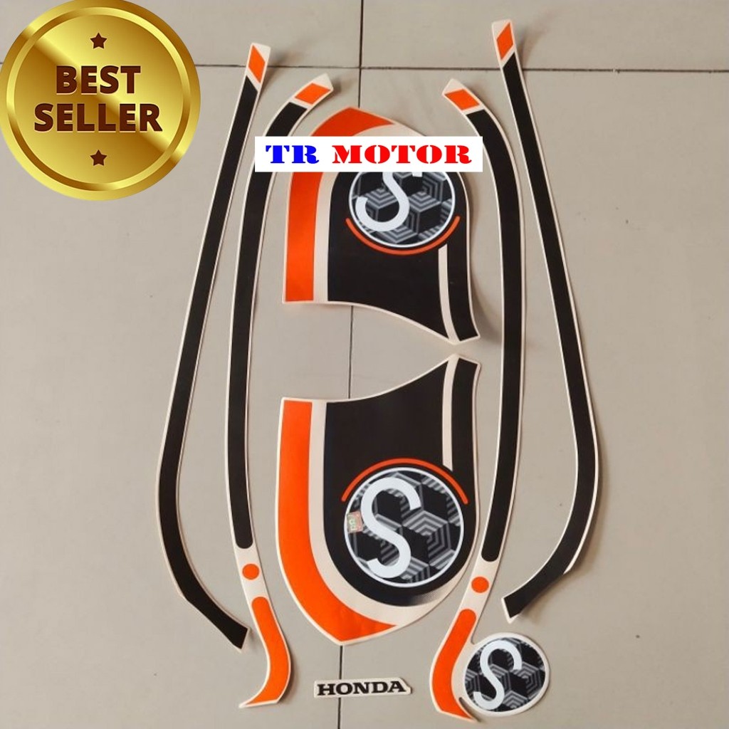 COD - stiker Striping stiker polet motor motor honda scoopy 2021 cream list body standar
