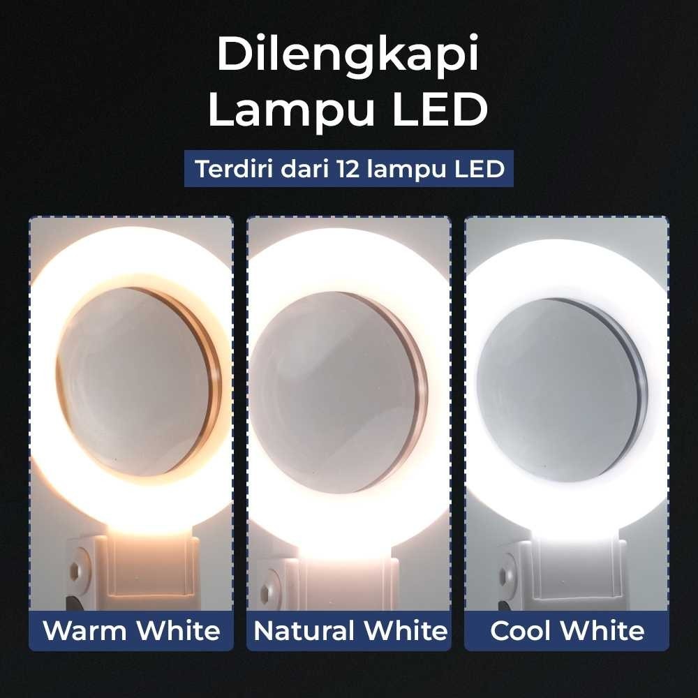 

ALSHASTR NOF Kaca Pembesar Magnifying Lup with 12 LED 50mm 16X - TH-7020A