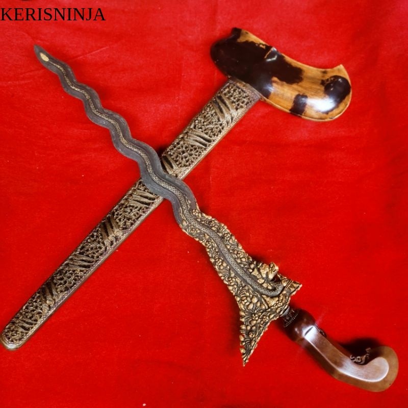 Keris Naga Raja Luk 13 Pamor Pedaringan Kebak Kinatah Emas Garap Alusan STW Istimewa NJ15