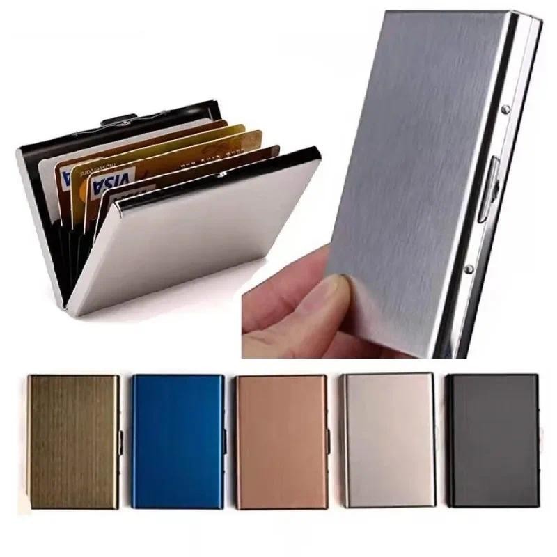 

Metal Bank Creit ID Card Organizer Box Standard IC ID Card Holder Case Box Portable Bus Business Cards Storage Box FRID STOP