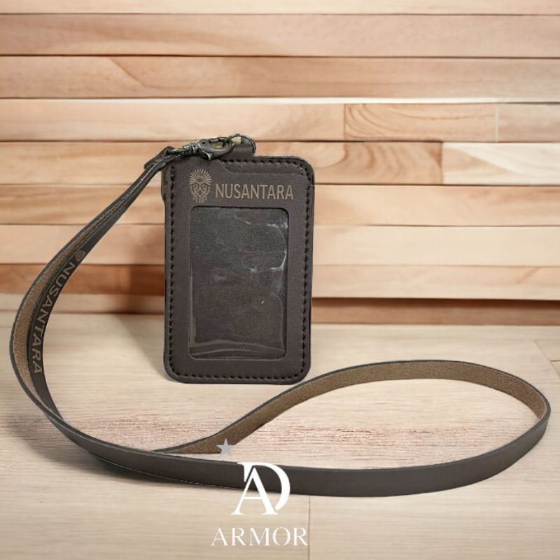 

Tempat id card kulit IKN Lanyard Ibu kota nusantara kulit coklat tua