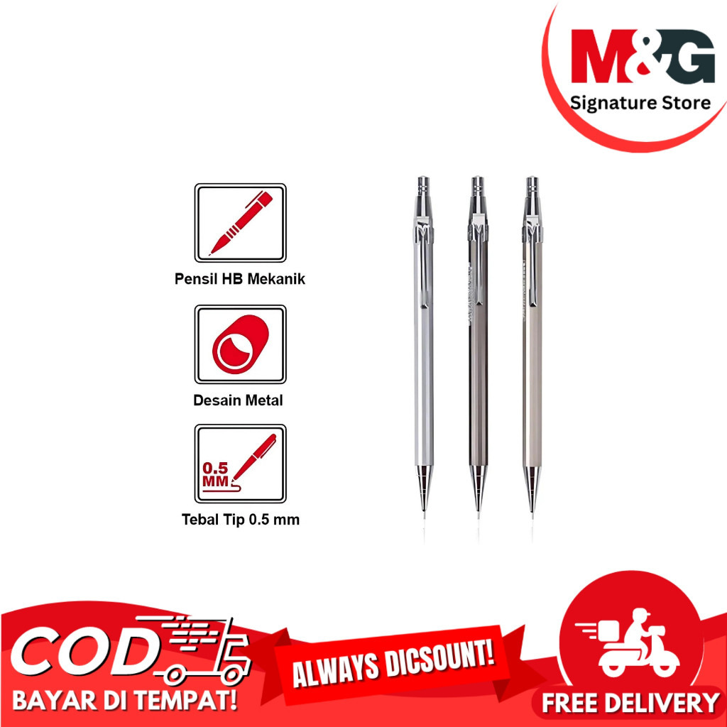 

Pensil Mekanik M&G AMP10171 Pencil Mechanical Lead Pensil Tip 0.5mm Satuan- SHAGB