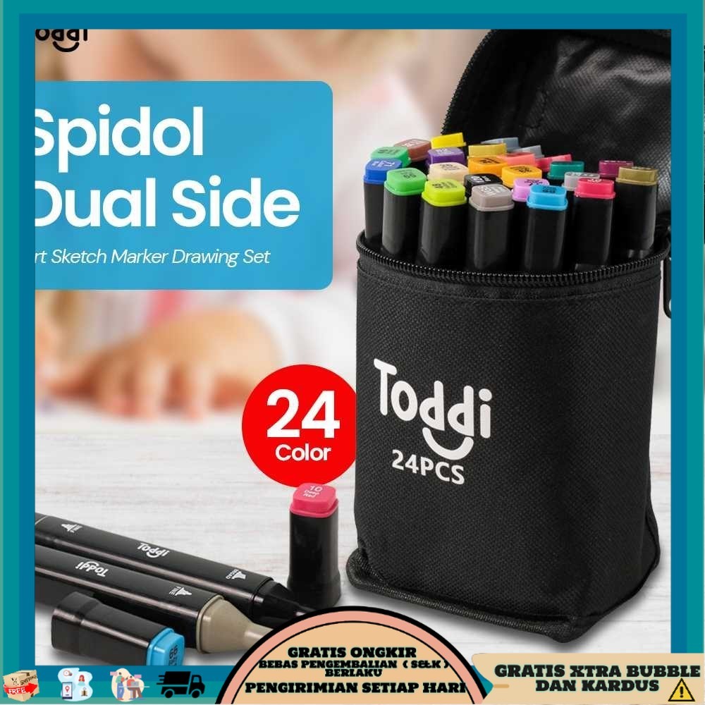 

TQK - Toddi Spidol Dual Side Fine Art Marker Brush Double Tip 1.0mm 6.0mm - CY-006