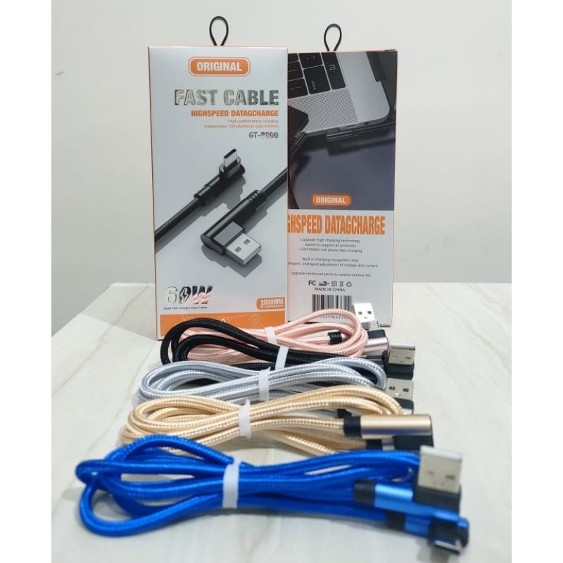 LJ- Kabel Data Bulat Fast Charging High Speed GT 9000 60W - Micro USB & Type C