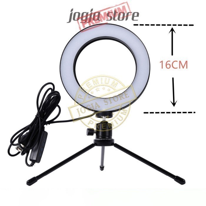 Lampu Halo Ring Light LED Kamera 8W 6 Inch FREE BONUS Mini Tripod