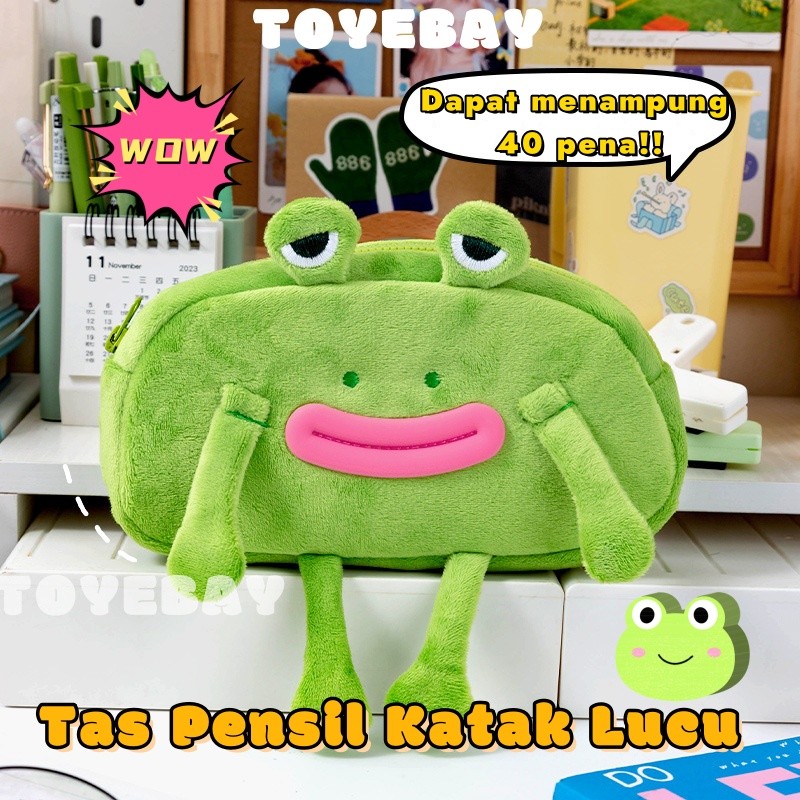 

[COD✅]Tas Pensil Katak Lucu Mulut Besar Tempat Pensil Anak Sekolah Funny Big Mouth Frog Cartoon Pencil Case