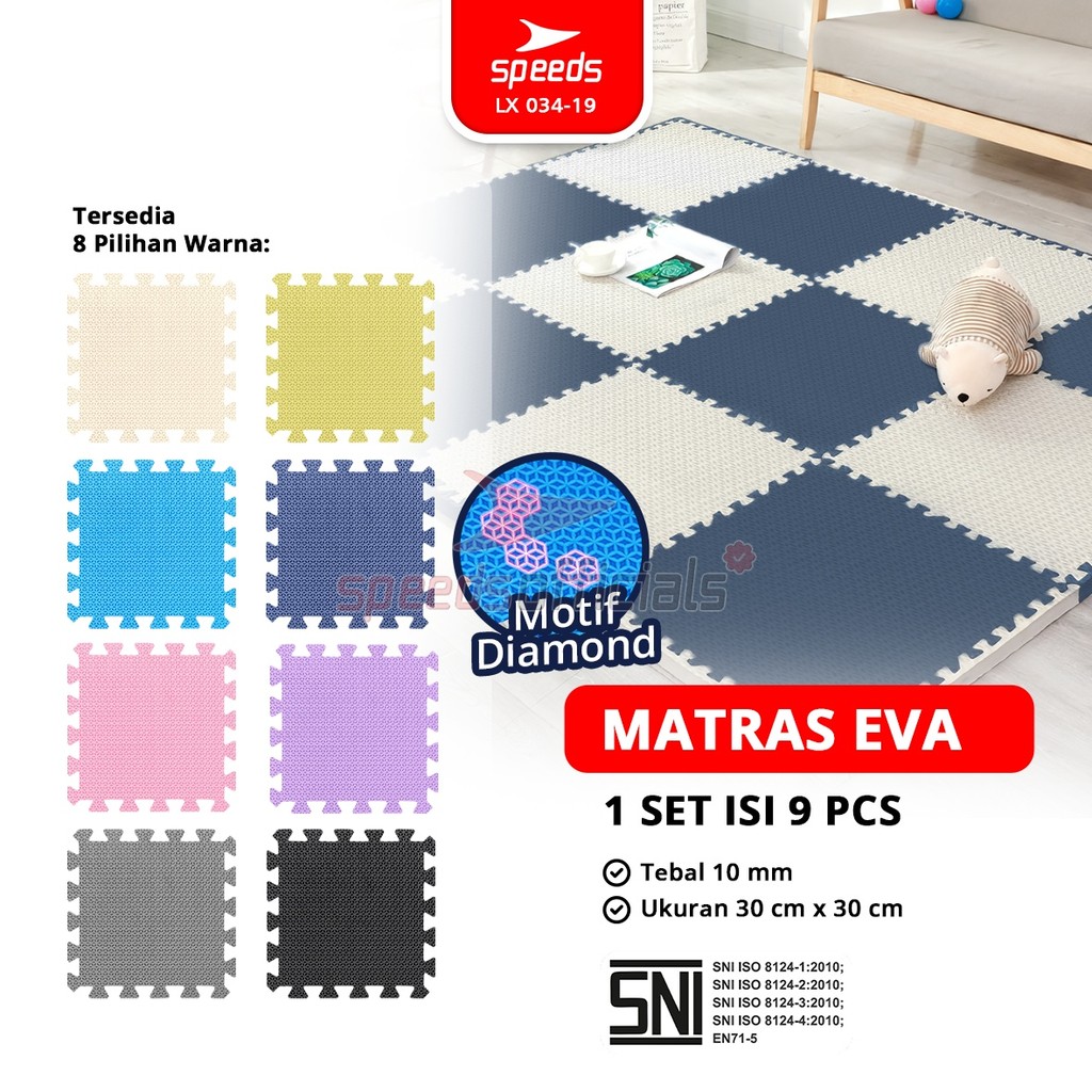 SPEEDS Matras Eva Mat 30x30cm 10mm Alas Puzzle Evamat Empuk Bermain Tidur Anak Karpet Bongkar Pasang