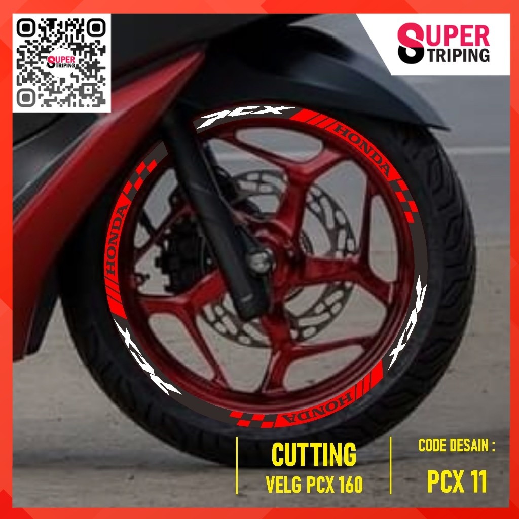 Stiker Velg Motor Honda PCX 160 cc Cutting kode 11