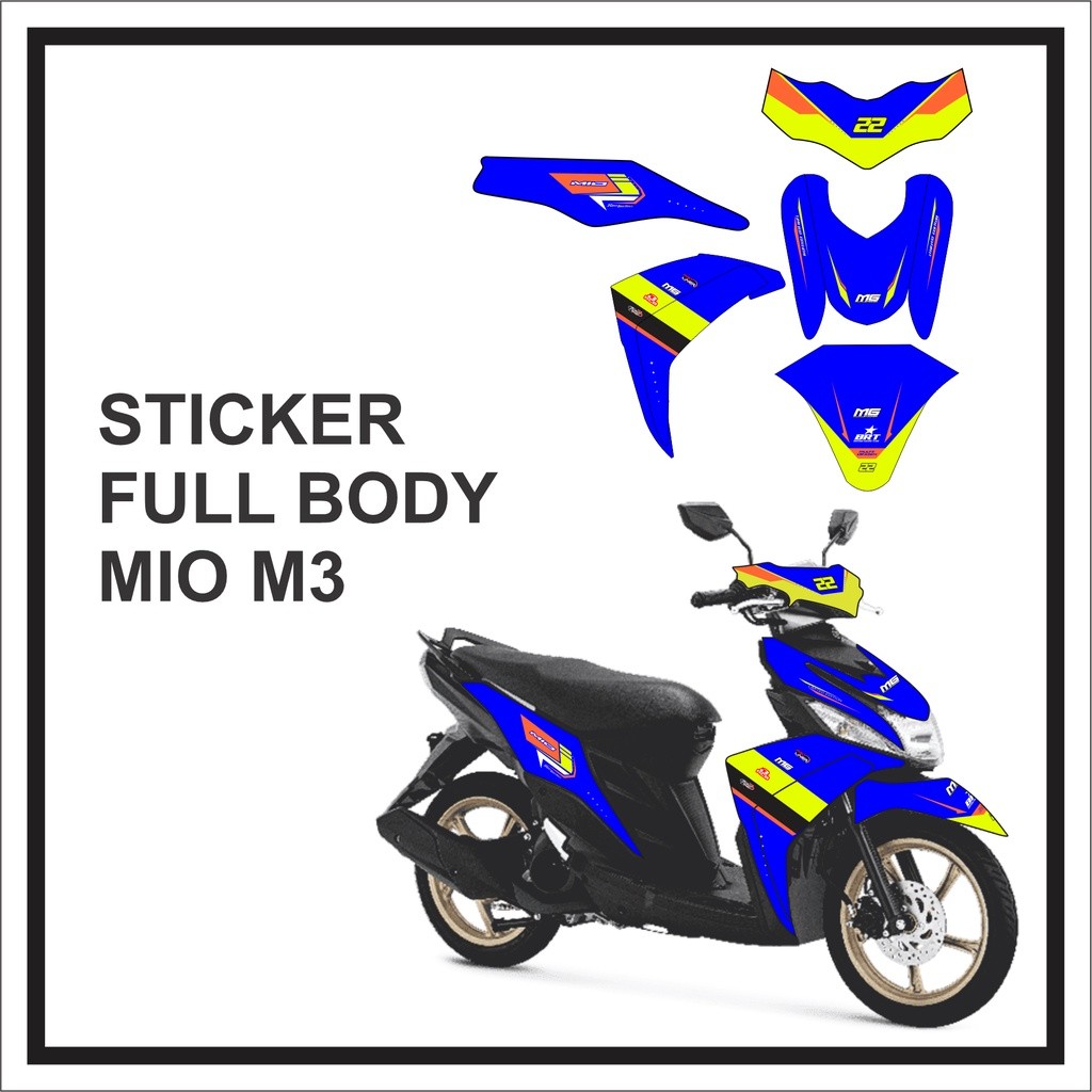 Stiker MIO M3 Sticker Setriping Decal Motor YAMAHA Sticker MIO M3 Full Body Motif Garis Biru Hijau