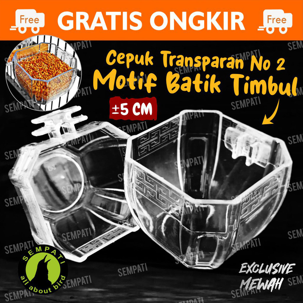 SEMPATI
Cepuk Burung Segi 8 Delapan No 2 Emboss Batik Cepuk Wadah Tempat Pakan Makan Minum Burung Mu