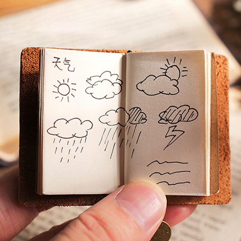 

Super Mini Journal Genuine Leather Cover Notebook Cute Small Travel Note Book Blank Pocket Sketchbook Kawaii DIY Diary Gift