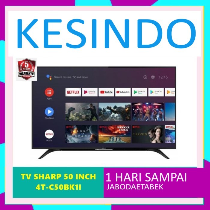 NEW TV SHARP 50 INCH 4T-C50BK1I UHD 4K SMART ANDROID TV BESTPRICE