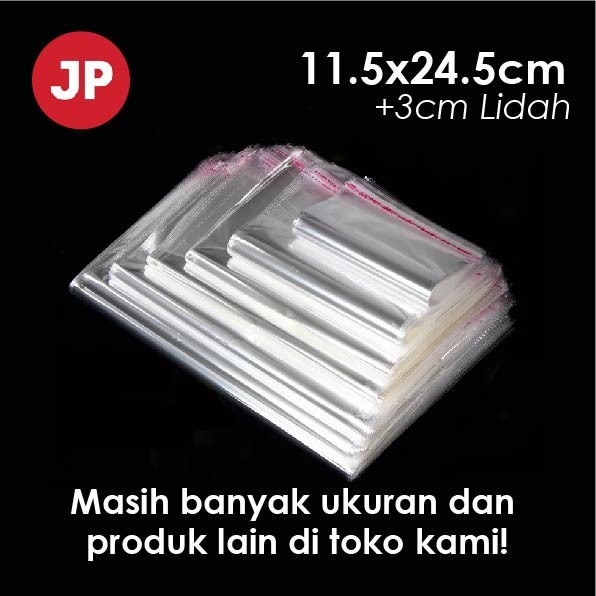 

PLASTIK OPP LEM ukuran 11.5x27,5cm 1 pack isi 100 lembar