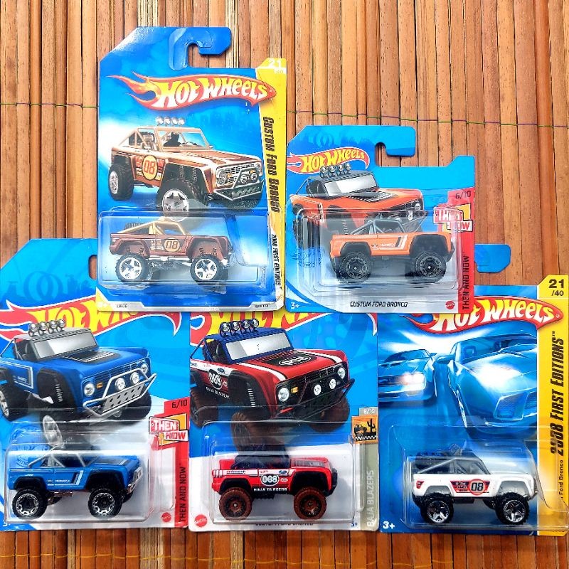 HOTWHEELS OFF ROAD TRUCKS CUSTOM FORD BRONCO 2008 PUTIH ABU TEMBAGA 2016 HIJAU FACTORY SEALED 2021 B