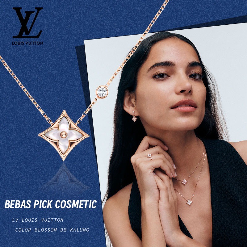 [18K Emas Asli/ОRI]LV Louis Vuitton Color Blossom BB Kalung Wanita Berlian Emas 18K/kalung Semanggi 