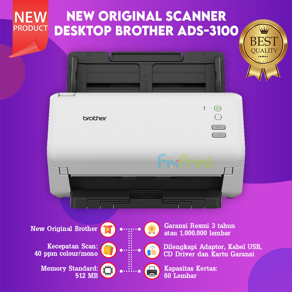 FixPrint Scanner Brother ADS 3100 High-Speed Scan Dekstop ADF  Duplex New Original