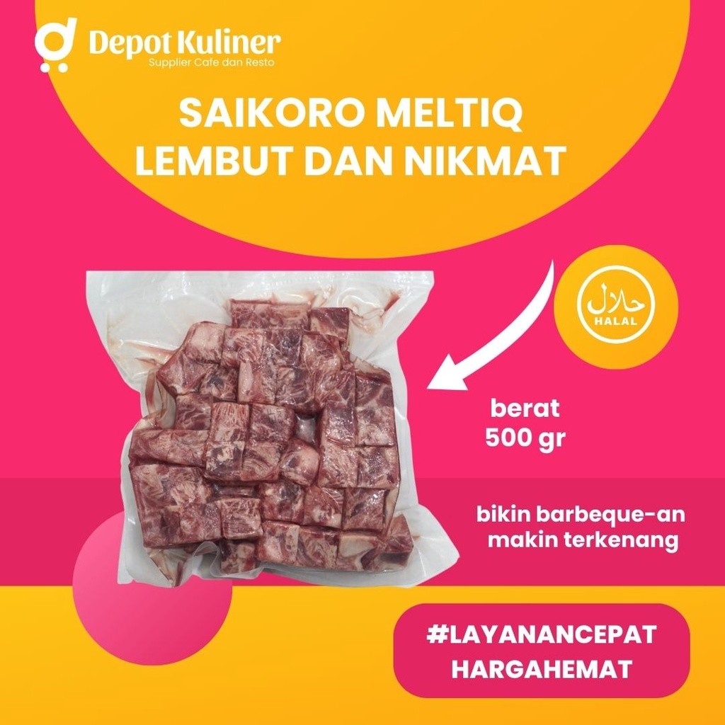 

Saikoro Beef Meltique Cubes 500 Gr Saikoro Meltik Daging Sapi Potong Dadu