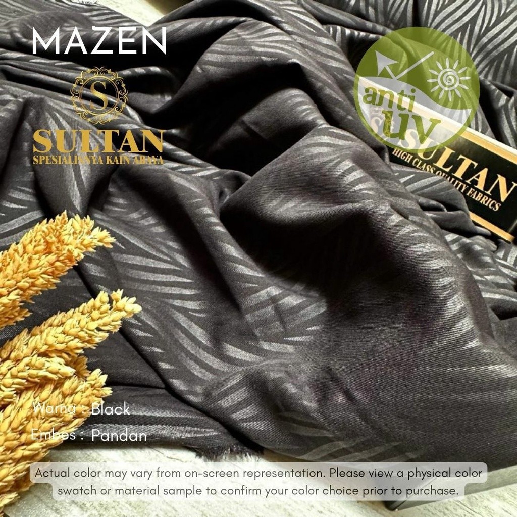 50CM MAZEN (MARZAN) EMBOS PANDAN JET BLACK (HITAM NORMAL) ANTI UV KAIN ABAYA SULTAN