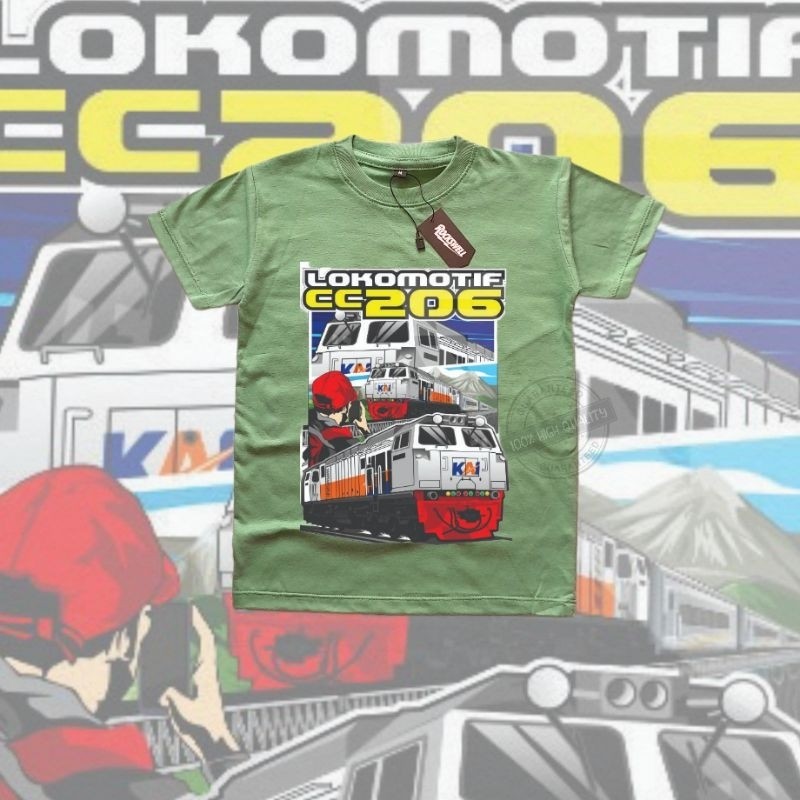 Kaos Anak Karakter Kereta Api Indonesia CC206 Usia 3.5 - 12 Tahun / Kaos Lokomotif CC206