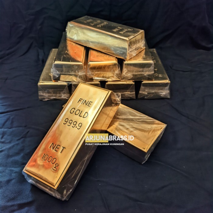 ✔Q.LnS✔ - SALE Fine gold 999.9 / miniatur emas batangan 1000 gr Asli Kuningan