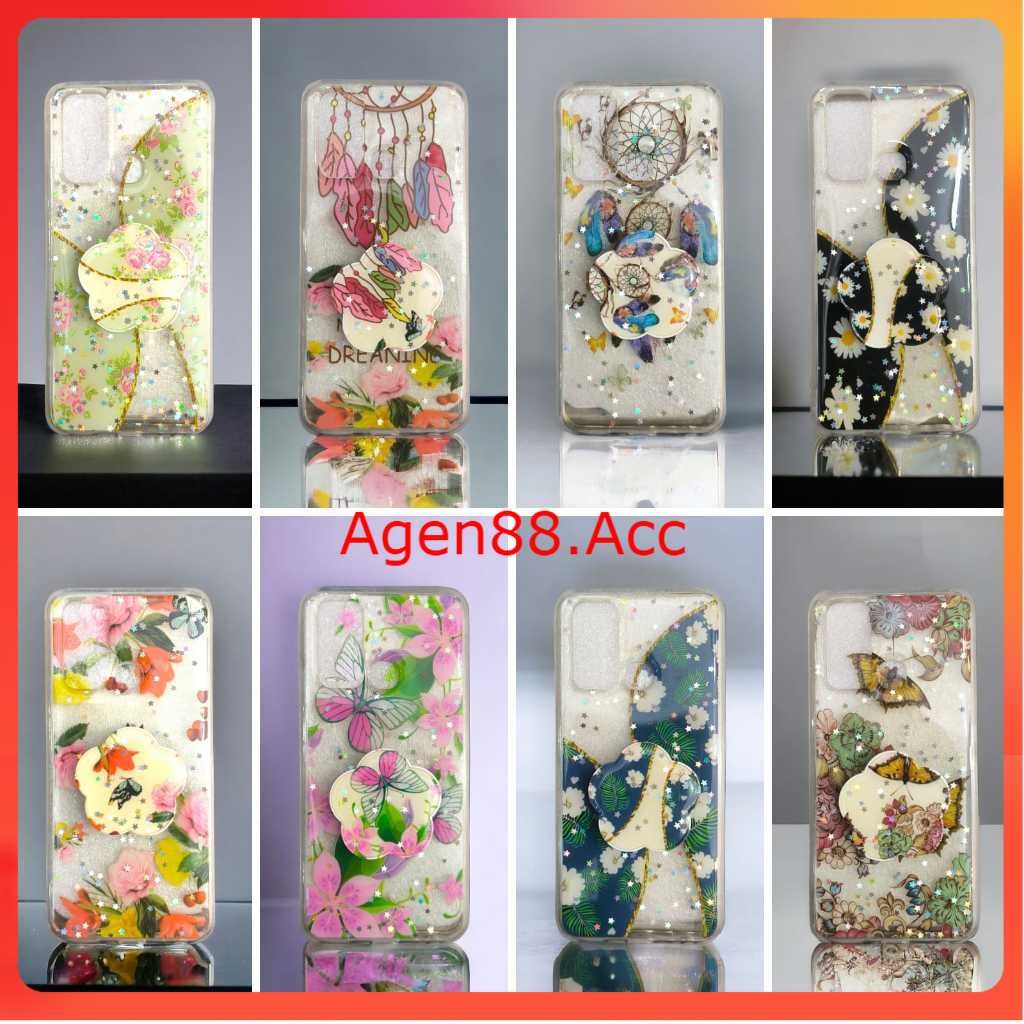 [ REALME 5 | 5I | 5S | 7 | 7I | 7 PRO ] CASE GLITTER BUNGA KUPU-KUPU FREE POP SOCKET