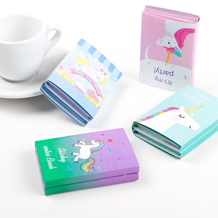

Cute cartoon Unicorn 6 Folding Memo Pad laser N Times Sticky Notes Memo Notepad Bookmark Gift Stationery