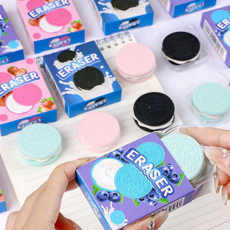 

Cartoon Creative Biscuit Eraser Simulation Oreo Student Stationery Traceless Eraser
