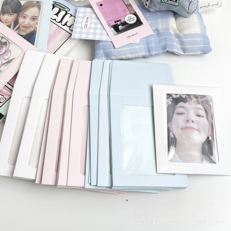 

10pcs Korean Ins Cream Color Transparent Window Card Holder Kpop Star 3 Inch Photo Card DIY Storage Bag Kawaii Girl Card Sleeve