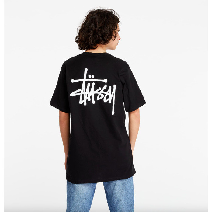 Kaos Oversize STUSSY Basic Small Logo Black Tshirt - ORI - M