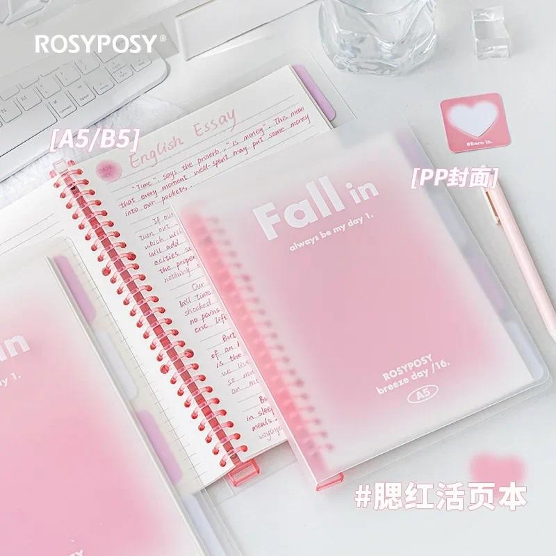 

2025 Binder Notebook A5 B5 Loose Leaf Transparent Cover Gradient Color Memo Note Diary Office School Korean Stationery