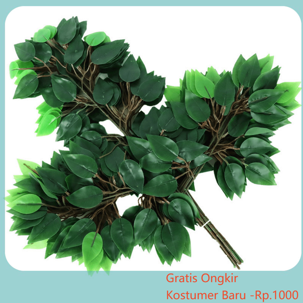 Golden Tulip Daun Hijau Palsu Daun Beringin Hias Plastik Artificial Flower