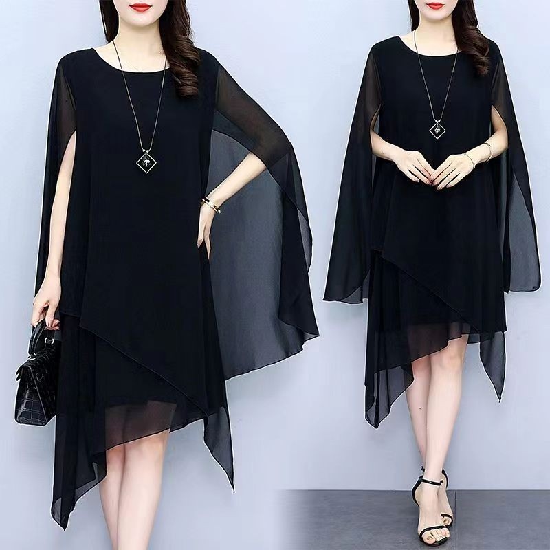 NANA Midi Dress Hitam Longgar  Casual Big Size Jumbo