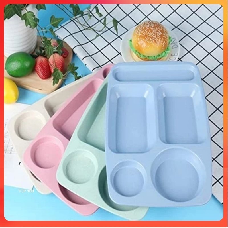 Piring Sekat 5 Piring Prasmanan Set Catering Nampan Plastik Besar Melamin Saji