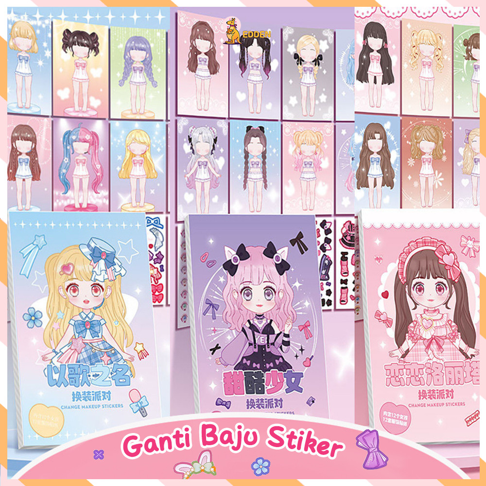 

Edden Buku Stiker Anak DIY Mainan Stiker DIY Buku Stiker Change Makeup Ketrampilan Dekorasi