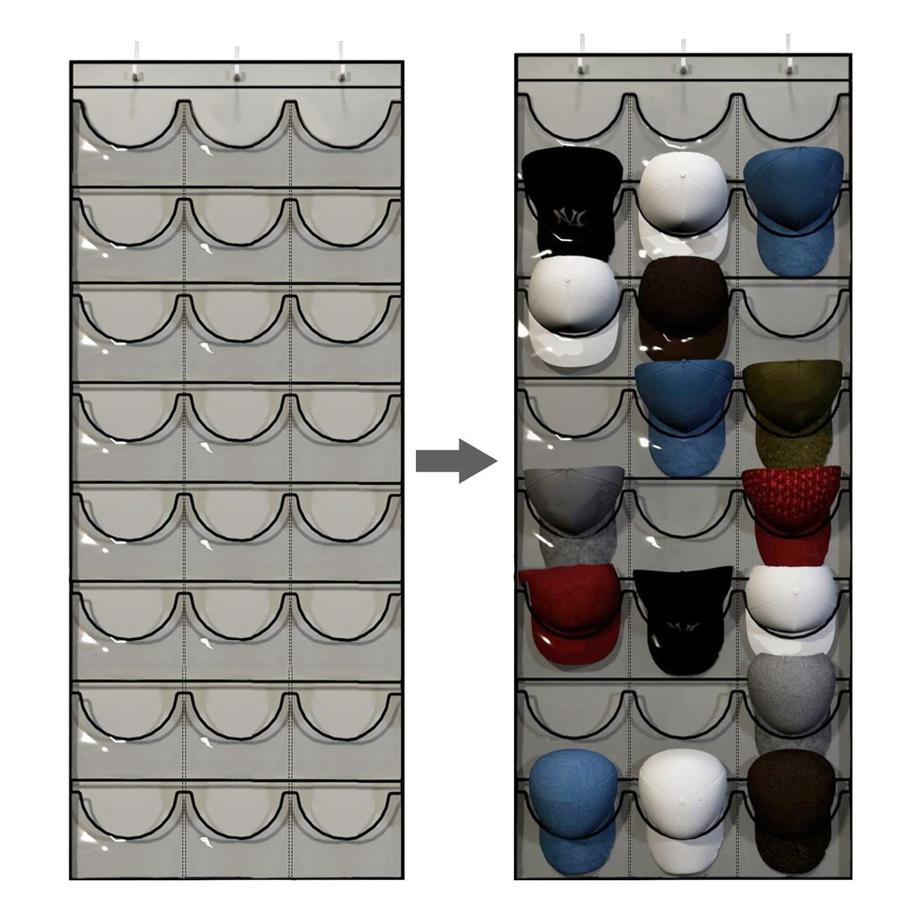 

Hat Storage Holder Organizer Clear Pockets Protect Hat Rack Door Hanging Holder Hanger Storage Rack for Baseball Caps Bedroom