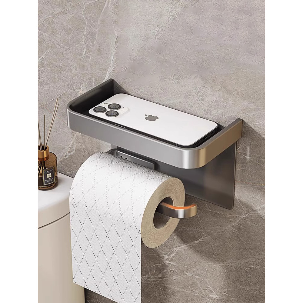 Wall Mounted Toilet Paper Holder Bathroom Rolling Papers Organizer Adhesive Wall Shelves Napkin  Rol