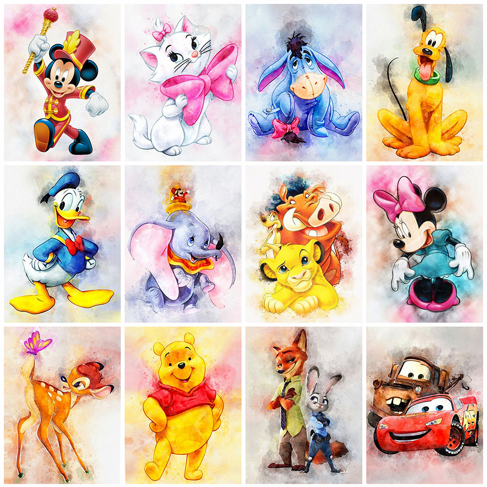 

Disney Winnie Bear Pictures By Numbers Animal Donald Duck Oil Painting Lion Deer Canvas Paint Cat Cartoon Home Decoration