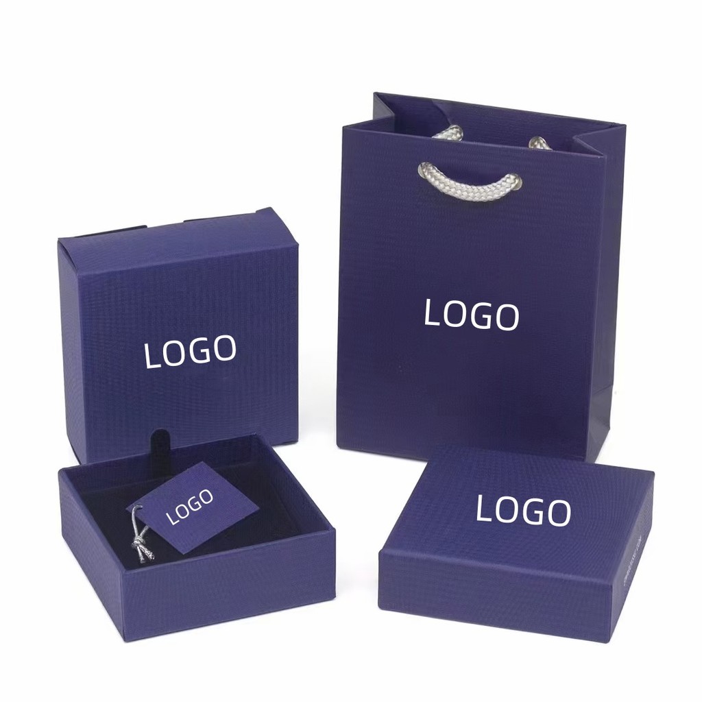 

1 Set Luxury Blue Jewelry Box Ring Pendant Bracelet Bracelet Box Includes Flannelette Bag and Certificate