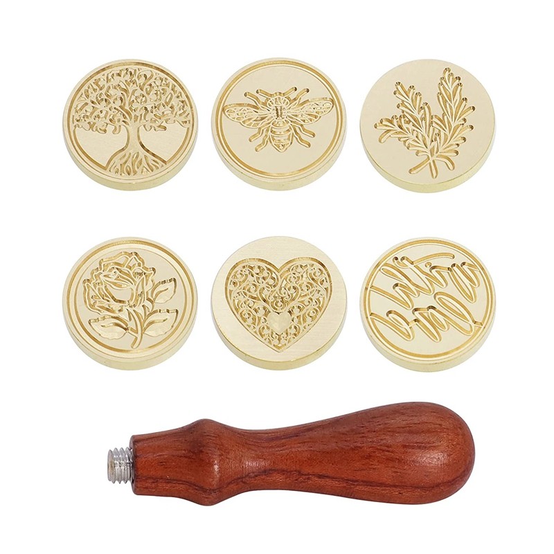 

Wax Seal Stamp Set Brass Wax Stamp Heads And Wooden Handle Sealing Stamp Kit For Embellishment Of Party Invitations