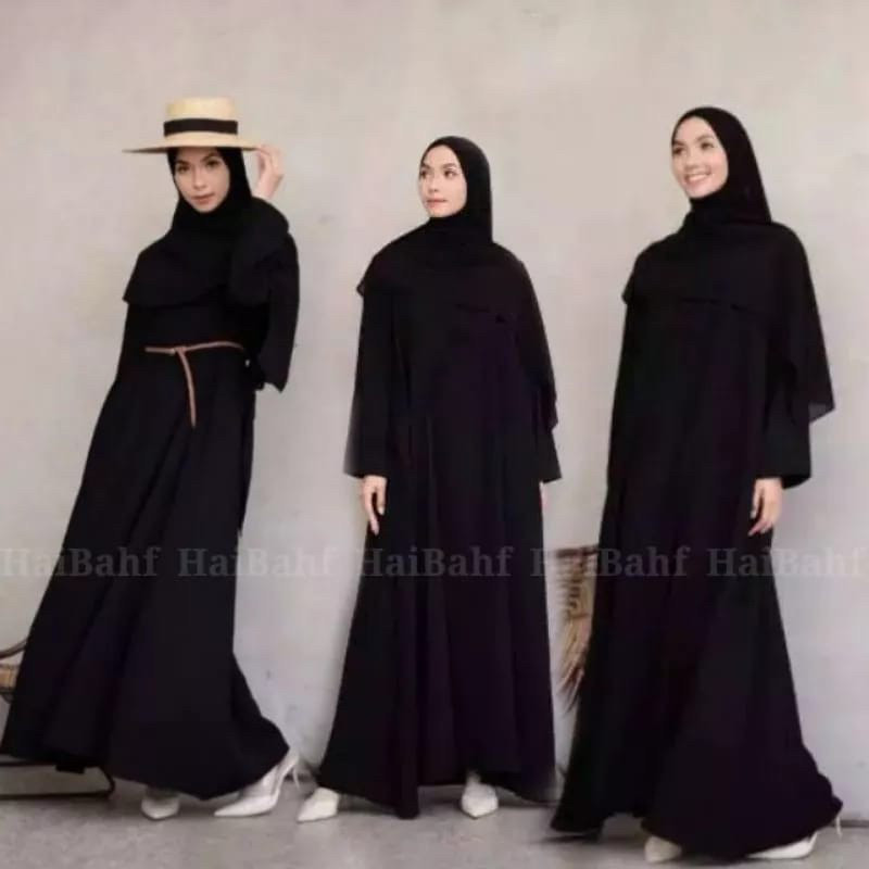 Abaya Polos Gamis Riyad Jetblack saudi dubai arab dress maxi dewasa umroh syari