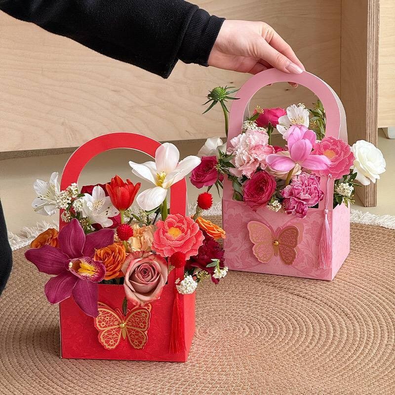 

1pcs Kotak Bunga/ Flower Box / 1pcs Flower Box Bucket/Box Bucket Mother Day 2025/ Box tenteng Bunga 2025 Mother's Day