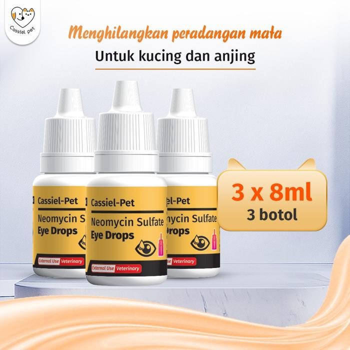 Cassiel Pet Obat Tetes Mata dan Cairan Pencuci Mata untuk Kucing dan Anjing, digunakan untuk belekan