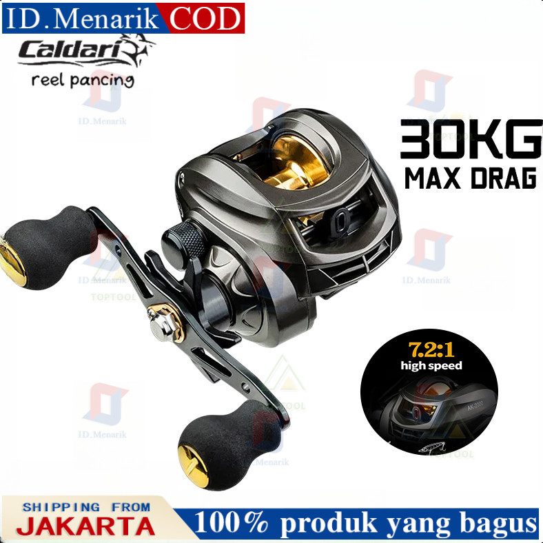CALDARI Fishing Reel Fishing Rod Set Pancing BC Reel 7.2:1 Metal Fishing Reel Max Drag 8kg Sistem 1s