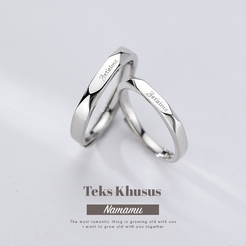 Aurora-Ring Couple Custom Engagement Cincin Couple Tunangan Custom Name Ring Cincin Couple Wanita Pr