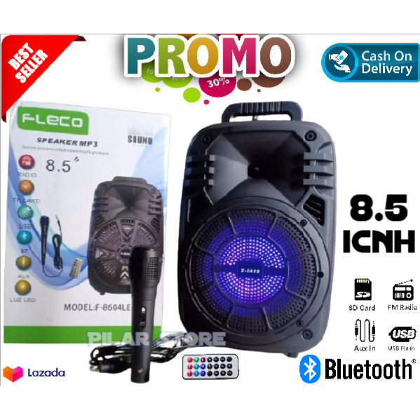SERBA COD MURAH~SPEAKER KARAOKE FLECO-8604LED SPEAKER AKTIF BONUS MICROFON + REMOT SPEAKER BLUETOOTH